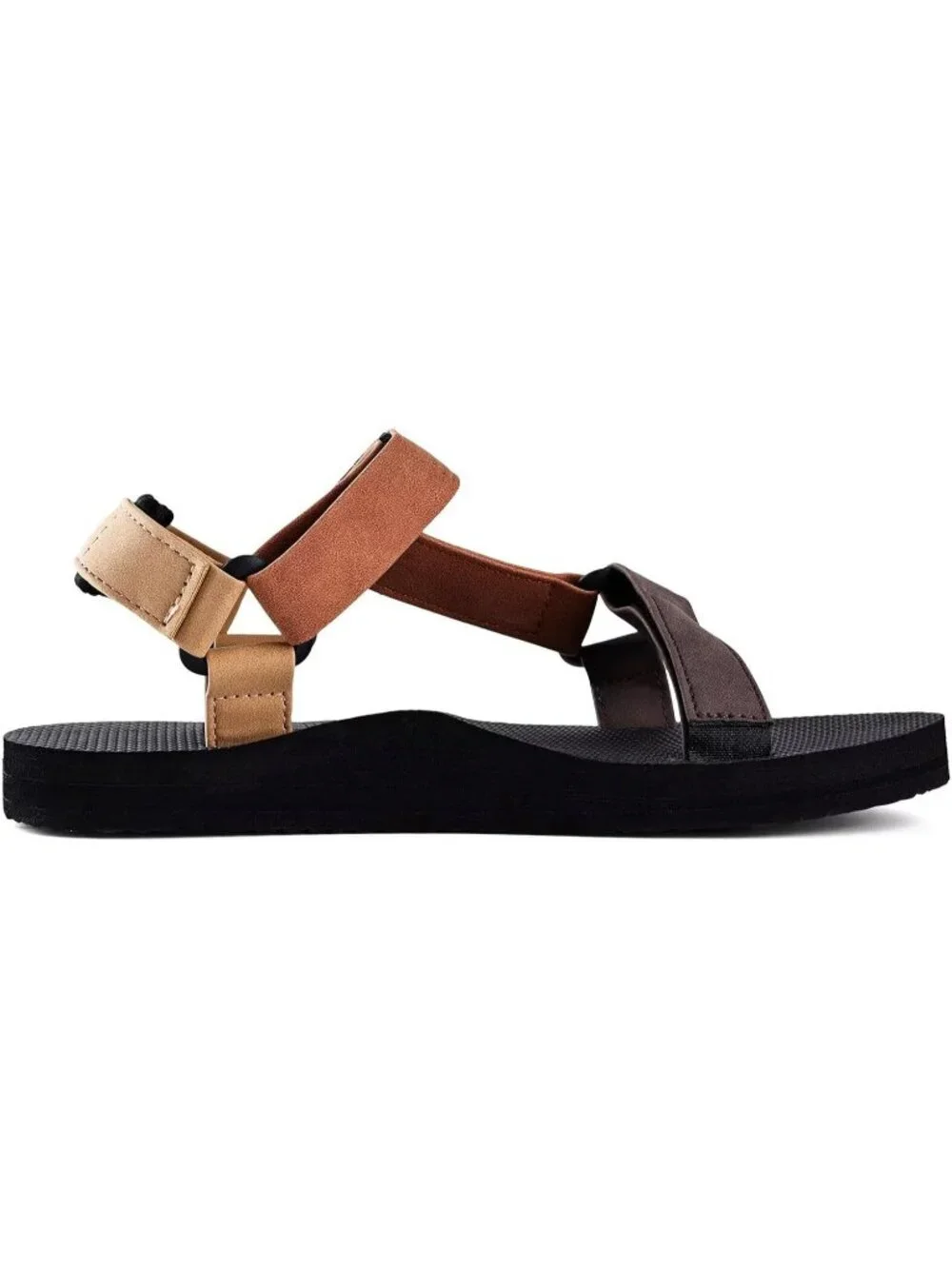 Women's Brown Dark Hiking Sandals with-Arch-Support Webbing-Outdoor Beach Water